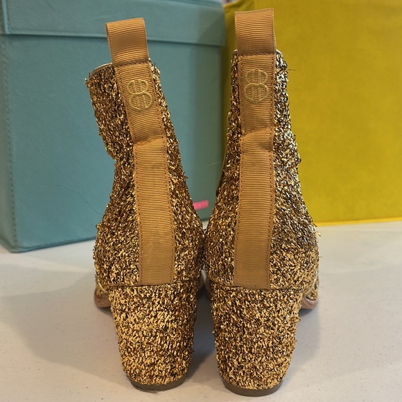 Anthropologie Bill Blass tinsel gold glitter booties - Picture 3 of 5